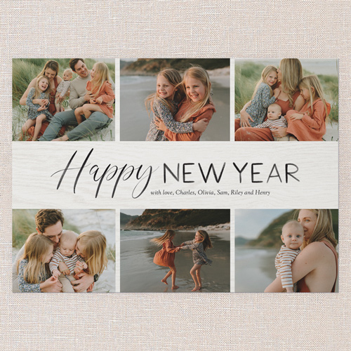 Fresh Start Montage New Year's Card, Beige, 5x7 Flat, New Year, Luxe Double-Thick Cardstock, Square, Beige