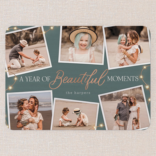 Beautiful Moments New Year's Card, Blue, 5x7 Flat, New Year, 100% Recycled Cardstock , Rounded, Lake
