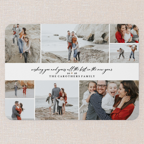 Clean Letters New Year's Card, White, 5x7 Flat, New Year, 100% Recycled Cardstock , Rounded, White