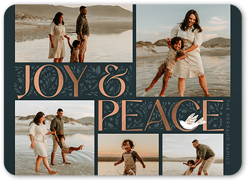 Peaceful Elegant Joy Religious Christmas Card, Blue, 5x7 Flat, Religious, 100% Recycled Cardstock , Rounded