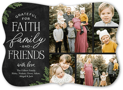 Faith and Family Religious Christmas Card, Black, 5x7, Religious, Pearl Shimmer Cardstock, Bracket