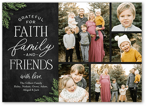 Faith and Family Religious Christmas Card, Black, 5x7 Flat, Religious, Luxe Double-Thick Cardstock, Square
