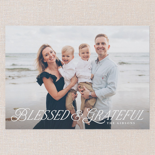 Grateful Gathering Religious Christmas Card, White, 5x7 Flat, Religious, 100% Recycled Cardstock , Square, White