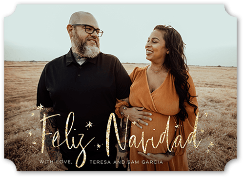 Twinkly Navidad Tarjeta de Navidad, White, 5x7 Flat, Feliz Navidad, 100% Recycled Cardstock , Ticket