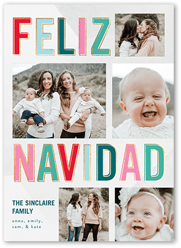 Bright Feliz Tarjeta de Navidad, Blue, 5x7 Flat, Feliz Navidad, Matte, Signature Smooth Cardstock, Square