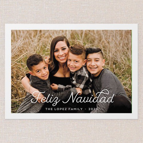 Pure Greeting Tarjeta de Navidad, White, 5x7 Flat, Feliz Navidad, Matte, Signature Smooth Cardstock, Square, White