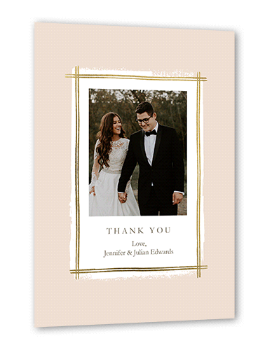 Glistening Gathering Thank You Card, Pink, Gold Foil, 5x7, Pearl Shimmer Cardstock, Square