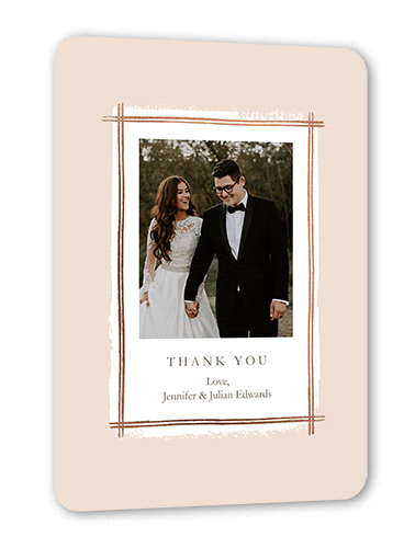 Glistening Gathering Thank You Card, Pink, Rose Gold Foil, 5x7 Flat, Matte, Signature Smooth Cardstock, Rounded