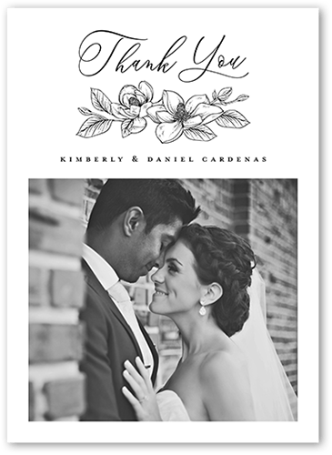 Marvelous Magnolia Thank You Card, none, White, 5x7 Flat, 100% Recycled Cardstock , Square