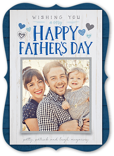 Rustic Hearts Father's Day Card, Blue, 5x7, Pearl Shimmer Cardstock, Bracket