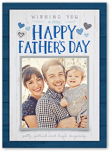 Rustic Hearts Father's Day Card, Blue, 5x7, Matte, Signature Smooth Cardstock, Square