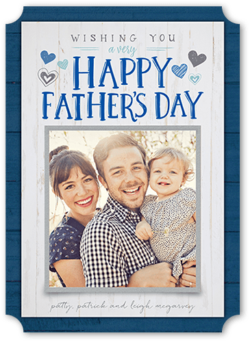 Rustic Hearts Father's Day Card, Blue, 5x7, Matte, Signature Smooth Cardstock, Ticket