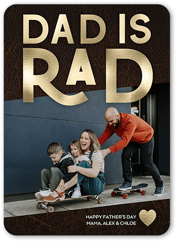 Raddest Dad Father's Day Card, Brown, 5x7 Flat, Pearl Shimmer Cardstock, Rounded