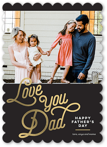 Elegant Dad Father's Day Card, Grey, 5x7 Flat, Pearl Shimmer Cardstock, Scallop