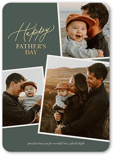 Stacked Frames Dad Father's Day Card, Blue, 5x7 Flat, Pearl Shimmer Cardstock, Rounded, Cedar