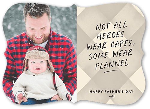 Flannel Hero Father's Day Card, Beige, 5x7 Flat, Matte, Signature Smooth Cardstock, Bracket, White