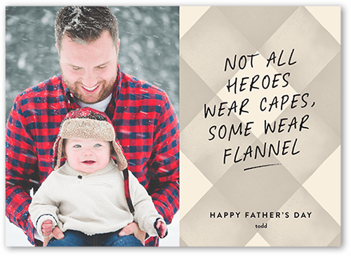 Flannel Hero Father's Day Card, Beige, 5x7 Flat, Standard Smooth Cardstock, Square, Antique White