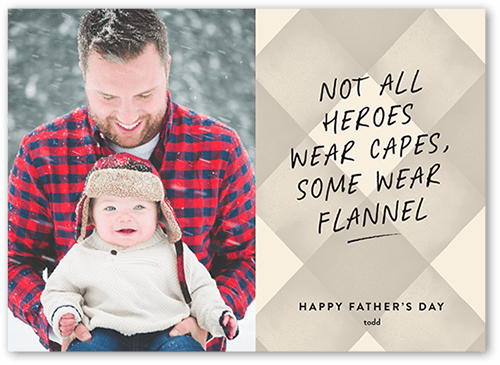 Flannel Hero Father's Day Card, Beige, 5x7 Flat, 100% Recycled Cardstock ?, Square