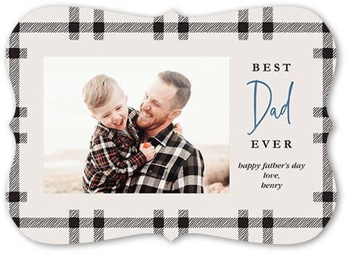 Best Dad Flannel Father's Day Card, Grey, 5x7, Pearl Shimmer Cardstock, Bracket