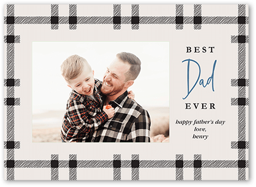 Best Dad Flannel Father's Day Card, Grey, 5x7 Flat, 100% Recycled Cardstock ?, Square