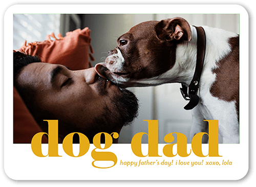 Dog Dad Father's Day Card, White, 5x7, Pearl Shimmer Cardstock, Rounded