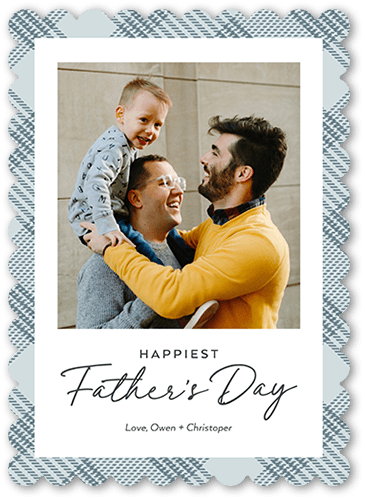 Hemmed Border Father's Day Card, Grey, 5x7 Flat, Matte, Signature Smooth Cardstock, Scallop