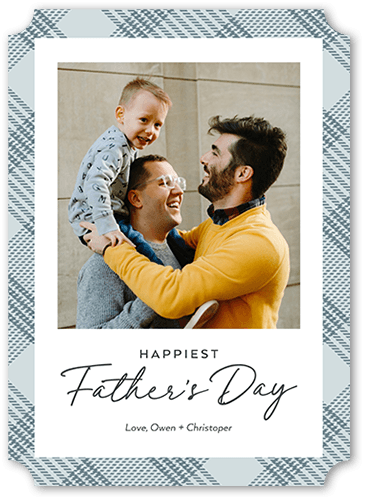 Hemmed Border Father's Day Card, Grey, 5x7 Flat, Pearl Shimmer Cardstock, Ticket
