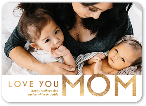 Love You Mom Mother's Day Card, White, 5x7 Flat, Matte, Signature Smooth Cardstock, Rounded
