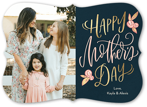 Maternal Rose Mother's Day Card, Blue, 5x7, Pearl Shimmer Cardstock, Bracket
