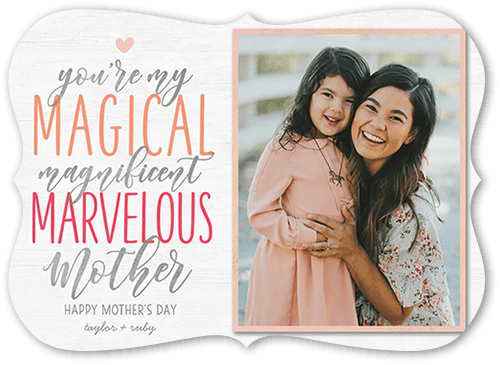 Magical and Marvelous Mother's Day Card, White, 5x7 Flat, Pearl Shimmer Cardstock, Bracket