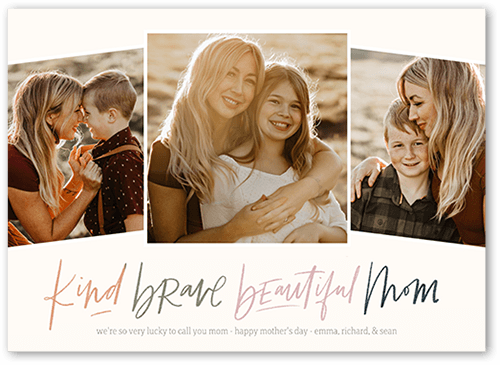 Kind Words Mom Mother's Day Card, Beige, 5x7 Flat, Luxe Double-Thick Cardstock, Square