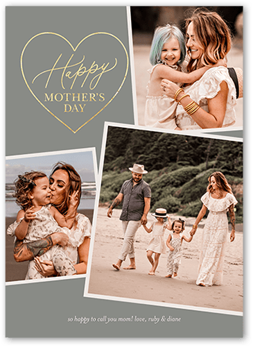 Stacked Frames Mom Mother's Day Card, Grey, 5x7 Flat, Luxe Double-Thick Cardstock, Square