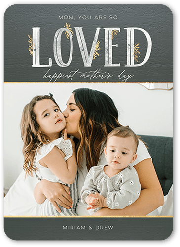 Ornamental Love Mother's Day Card, Gray, 5x7 Flat, Standard Smooth Cardstock, Rounded, Gray