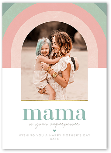 Rainbow Mama Mother's Day Card, Pink, 5x7 Flat, Luxe Double-Thick Cardstock, Square
