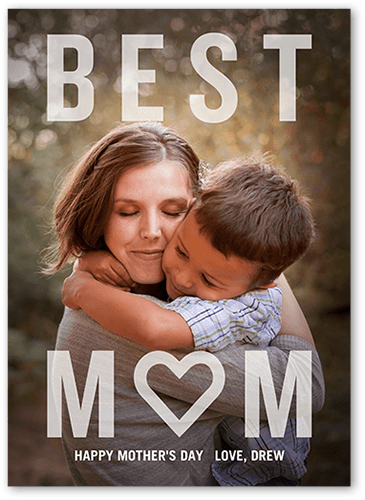 Iconic Overlay Mother's Day Card, White, 5x7 Flat, Pearl Shimmer Cardstock, Square