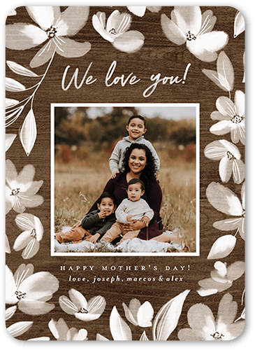 Framed Florals Mother's Day Card, Brown, 5x7, Matte, Signature Smooth Cardstock, Rounded
