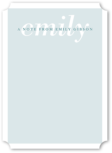 Simple Memo Personal Stationery, Blue, 5x7 Flat, Pearl Shimmer Cardstock, Ticket