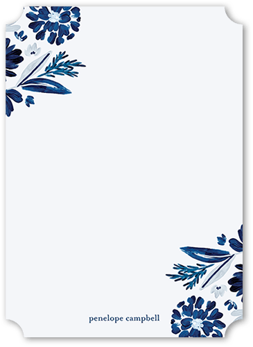 Bunched Corners Personal Stationery, Blue, 5x7 Flat, Pearl Shimmer Cardstock, Ticket