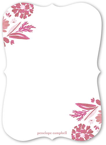 Bunched Corners Personal Stationery, Pink, 5x7 Flat, Pearl Shimmer Cardstock, Bracket