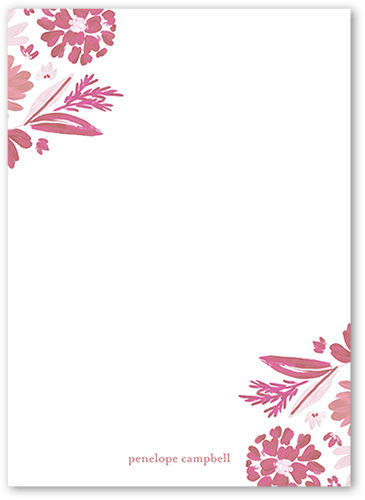 Bunched Corners Personal Stationery, Pink, 5x7 Flat, Standard Smooth Cardstock, Square