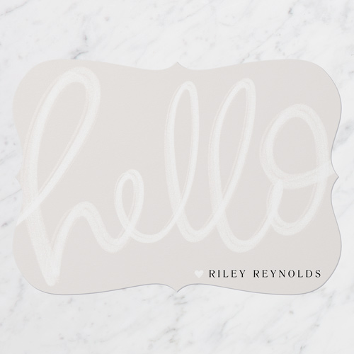 Swoopy Hello Personal Stationery, Grey, 5x7 Flat, Pearl Shimmer Cardstock, Bracket