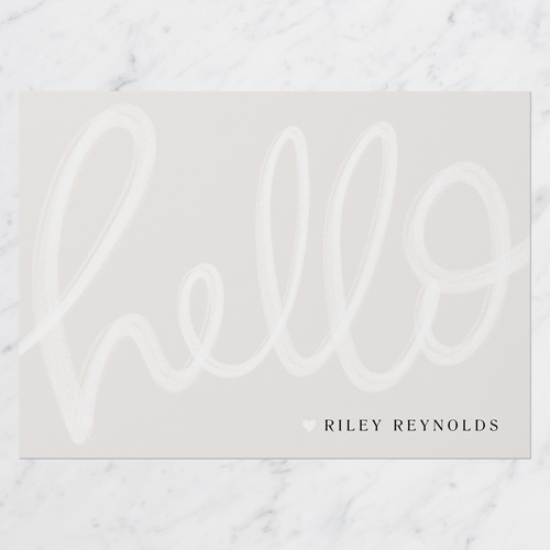 Swoopy Hello Personal Stationery, Grey, 5x7 Flat, Pearl Shimmer Cardstock, Square