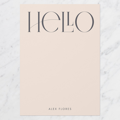 Stylized Welcome Personal Stationery, Beige, 5x7 Flat, Pearl Shimmer Cardstock, Square