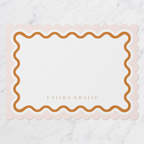 Warm Waves Personal Stationery, Pink, 5x7 Flat, Matte, Signature Smooth Cardstock, Scallop