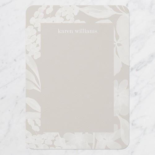 Floral Mark Personal Stationery, Beige, 5x7 Flat, Matte, Signature Smooth Cardstock, Rounded