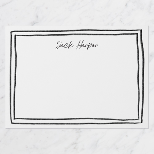 Doubled Lines Personal Stationery, Black, 5x7 Flat, Matte, Signature Smooth Cardstock, Square, Black