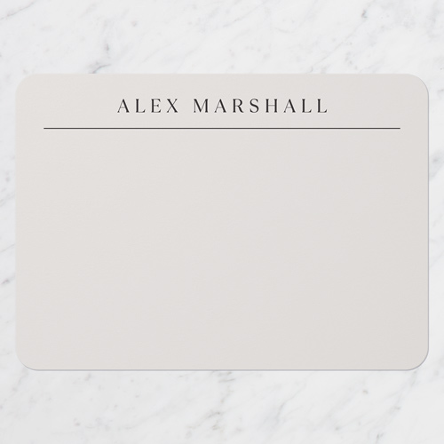 Clean Line Personal Stationery, Grey, 5x7 Flat, Standard Smooth Cardstock, Rounded