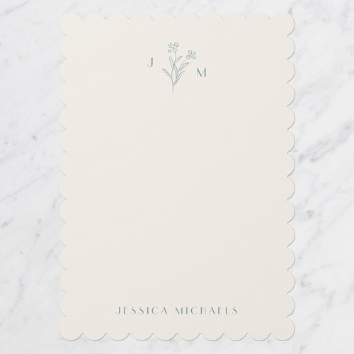 Humble Sprig Personal Stationery, Green, 5x7 Flat, Pearl Shimmer Cardstock, Scallop