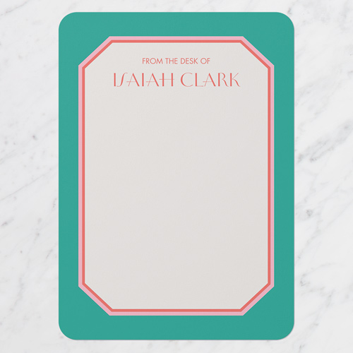 Trimmed Corners Personal Stationery, Green, 5x7 Flat, 100% Recycled Cardstock , Rounded