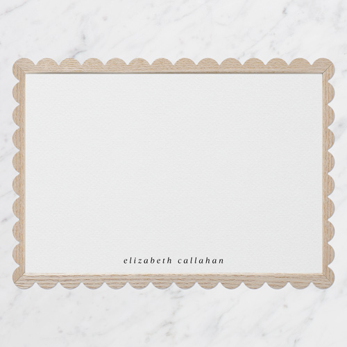 Wooden Fringe Personal Stationery, Brown, 5x7 Flat, Pearl Shimmer Cardstock, Scallop